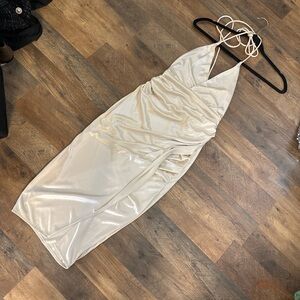 Elegant Cream Halter Dress